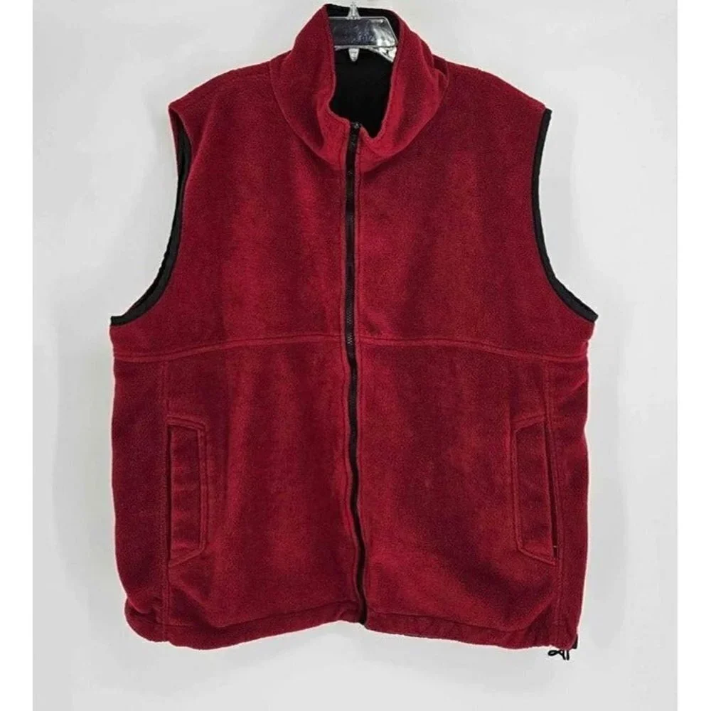 Sierra Fleece Mens Reversible Vest Black & Burgundy Size XXL